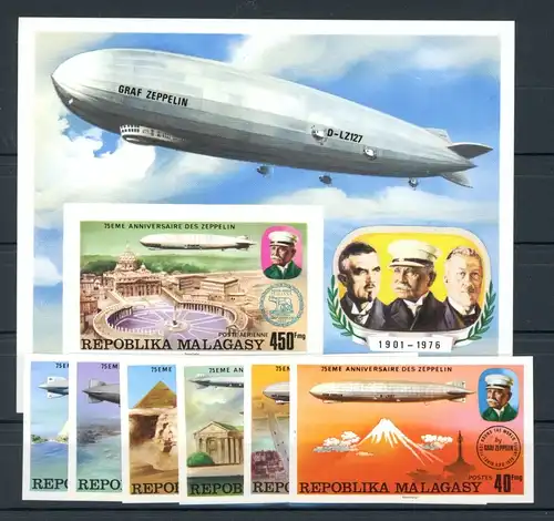 Madagaskar 783-788, Block 11 B postfrisch Zeppelin #JK961