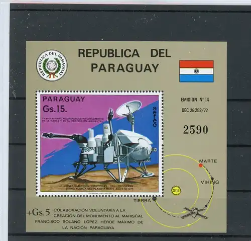 Paraguay Block 258 postfrisch Raumfahrt #JK994
