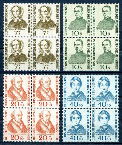 Bund 4er Blöcke 222-225 postfrisch quer gefaltet #JM295