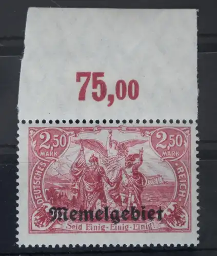 Memel 13aP OR postfrisch als ungefalteter OR, geprüft Matheisen BPP #VT963