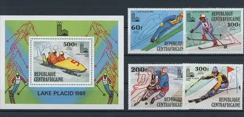 Zentralafr. Rep. 632-635, Block 68 A postfrisch Olympia #JL207