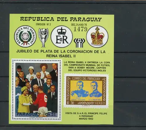 Paraguay Block 321 postfrisch Fußball #JK881