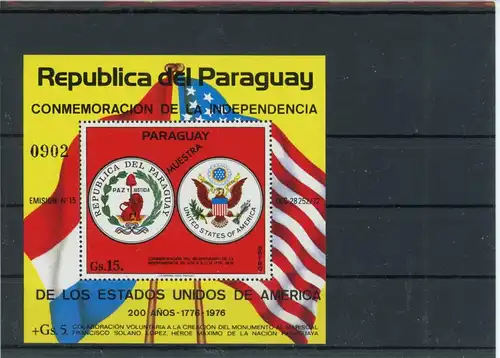 Paraguay Block 262 postfrisch Unabhängigkeit #JK874