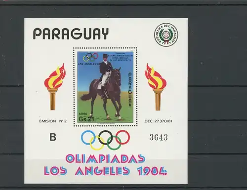 Paraguay Block 395 postfrisch Dressursport #JK886