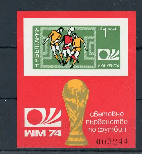 Bulgarien Block 47 B postfrisch Fußball #JK986
