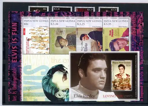 Papua Neuguinea 1208-1211, Block 41-42 postfrisch Elvis Presley #JK967