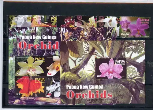 Papua Neuguinea 1058-1063, Block 29, Klb. postfrisch Orchideen #JK970