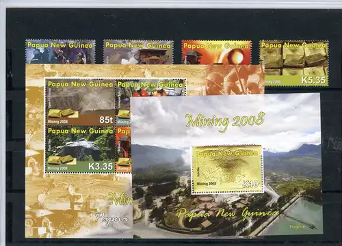 Papua Neuguinea 1350-1353, Block 69-70 postfrisch Goldgewinnung #JK975