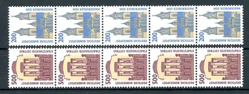 Bund Rollenmarken 5er Streifen 1665 + 1679 R I postfrisch #JM383