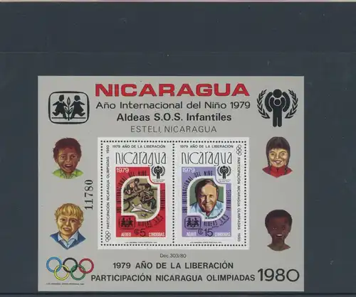 Nicaragua Block 110 postfrisch Olympia #JL202
