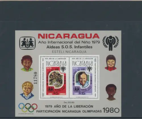 Nicaragua Block 110 postfrisch Olympia #JL202