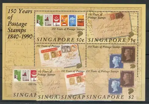 Singapur 594-597, Block 26 postfrisch 150 Jahre Briefmarke #JK929