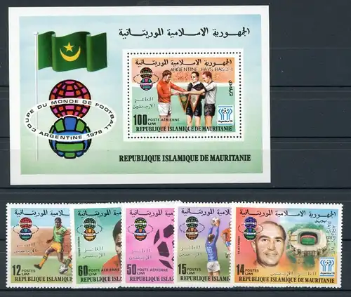 Mauretanien 615-619, Block 22 postfrisch Fußball #JK956
