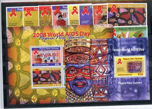 Papua Neuguinea 1359-1367, Block 71-72 postfrisch Aids-Bekämpfung #JK974