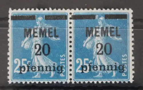 Memel 20 postfrisch geprüft Petersen BPP #VZ017