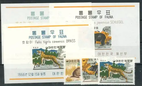 Südkorea 567-569, Block 243-245 postfrisch Wildtiere #JL266