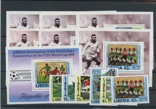 Liberia Einzelblöcke 1329-1334, Block 109 postfrisch Fußball #JL342