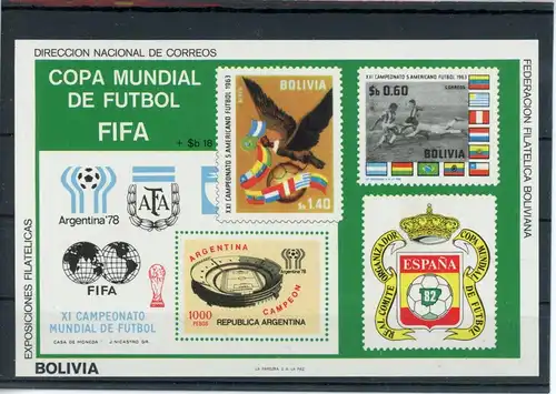 Bolivien Block 95 postfrisch Fußball #HK838
