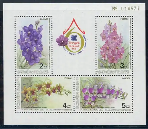 Thailand Block 17 postfrisch Orchideen, Blumen #IF424