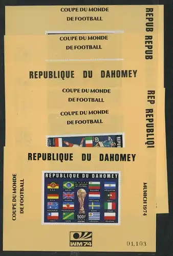 Dahomey Einzelblöcke 566-570 B, Block 23 B postfrisch Fußball #JL203