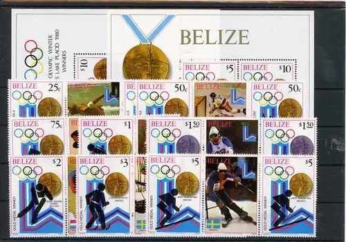 Belize 3erStreifen 501-508 mit Zf, Block 20-21 postfrisch Olympia #JL305