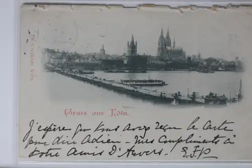 AK Köln a. Rh. Totalansicht mit Schiffsbrücke 1899 #PK276