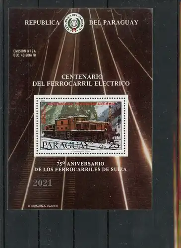 Paraguay Block 361 postfrisch Eisenbahn #JL297