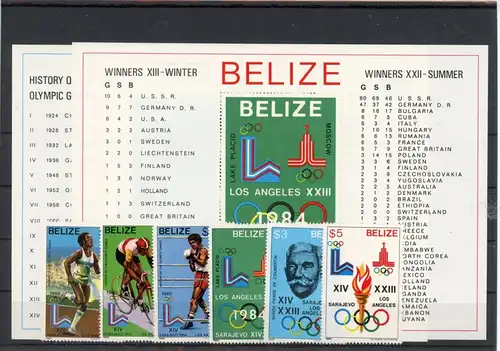 Belize 563-568, Block 36-37 a postfrisch Olympia #JL303