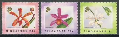 Singapur 633-635 postfrisch Orchideen, Blumen #IF429
