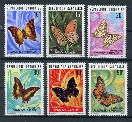 Gabun 494-499 postfrisch Schmetterlinge #JL238