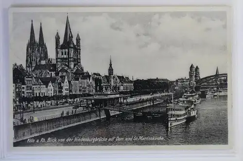 AK Köln a. Rh. Blick von der Hindenburgbrücke auf Dom 1919 #PK225