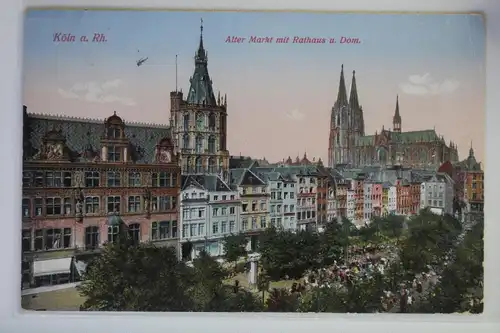 AK Köln a. Rh. Alter Markt mit Rathaus und Dom 1914 #PK262