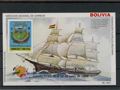 Bolivien Block 137 postfrisch Segelschiff #HK851