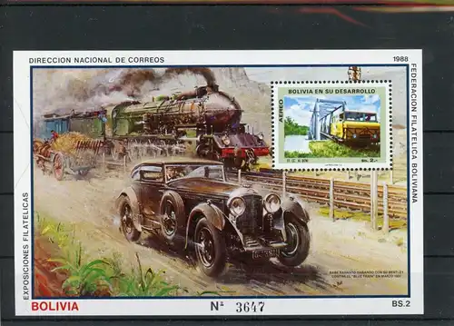 Bolivien Block 172 postfrisch Eisenbahn #HK842