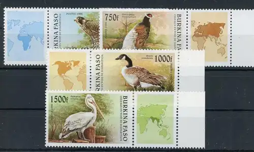 Burkina Faso 1406-1409 mit Zierfeld postfrisch Vögel #JL350