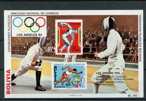 Bolivien Block 135 postfrisch Olympia #HK850