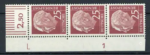 Bund 186 y DZ 1 (L) postfrisch Eckrand oben links #IT826