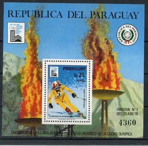 Paraguay Block 333 postfrisch Olympia #JL296