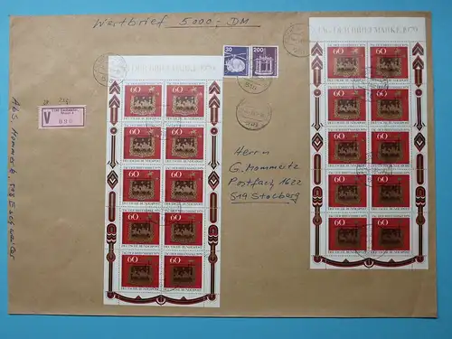 Bund 2x Kleinbogen 1023 u. a. auf Wertbrief Mischfrankatur #BW8377