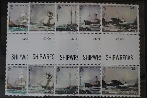Großbritannien Alderney 32-36 postfrisch als Zwischenstegpaare #WA487
