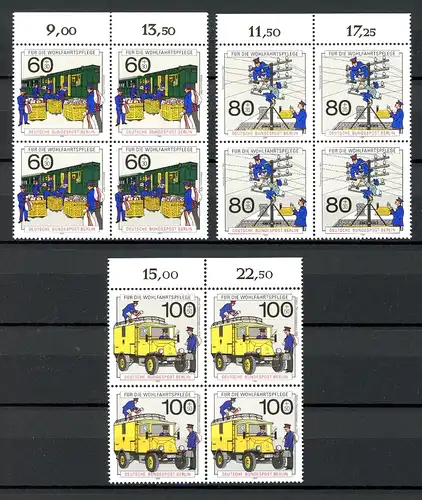 Berlin 4er Blöcke Oberrand 876-78 postfrisch #JM442