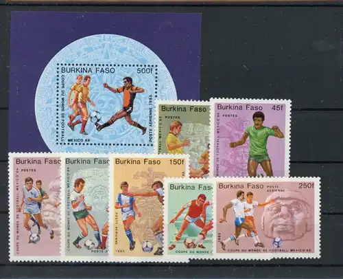 Burkina Faso 988-994, Block 94 postfrisch Fußball #JL349