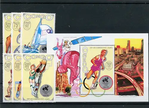 Kongo Brazzaville 1380-1385, Block 116 postfrisch Olympia #JL330