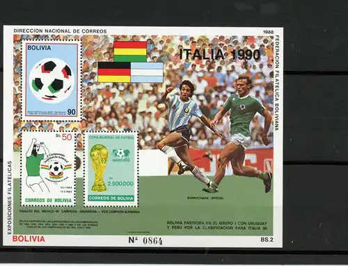 Bolivien Block 177 postfrisch Fußball #HK845