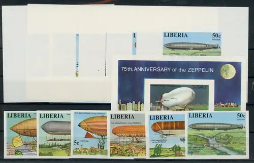 Liberia Einzelblöcke 1054-1059, Block 89 B postfrisch Zeppelin #JL346