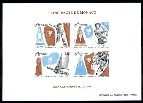 Monaco Block 40 U postfrisch ungezähnt Tischtennis Fahrrad #IV193