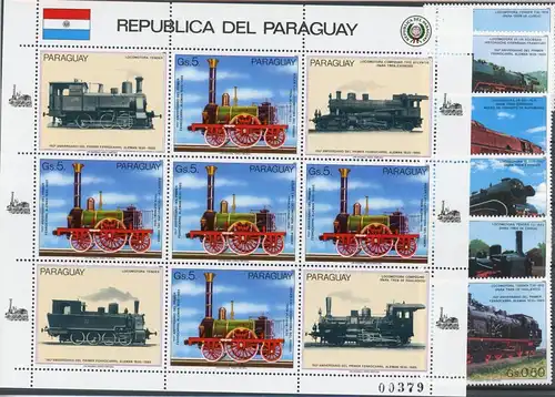Paraguay 3898-3903, KB 3904 postfrisch Eisenbahn #IY823