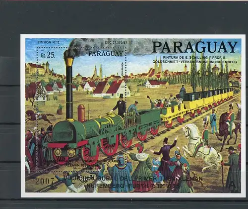 Paraguay Block 436 postfrisch Eisenbahn #IY826