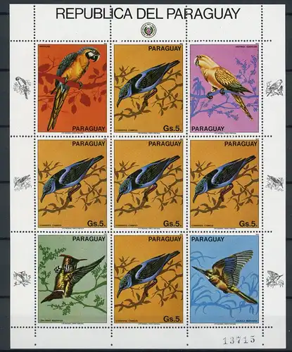 Paraguay Kleinbogen mit 5 x 3674 postfrisch Vögel #JD599