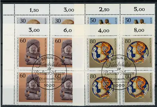 Berlin 4er Bl. Ecken mit 708-11 Museum Ersttagssonderstempel #HK570